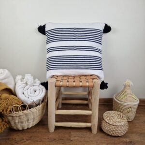 handmade cotton pillow with pom poms