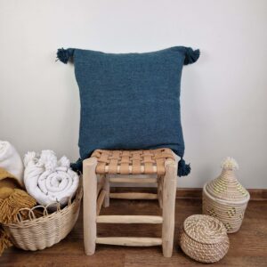 handmade cotton pillow with pom poms