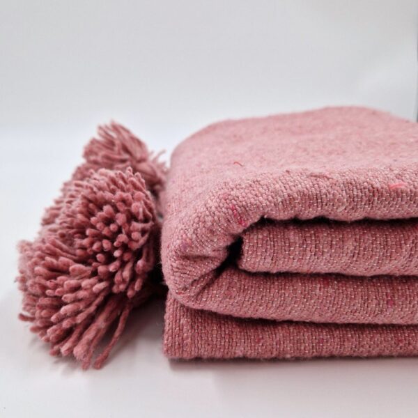 Handmade Berber Blanket with pom poms