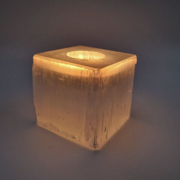 Moroccan Selenite Cube Tealight Holder