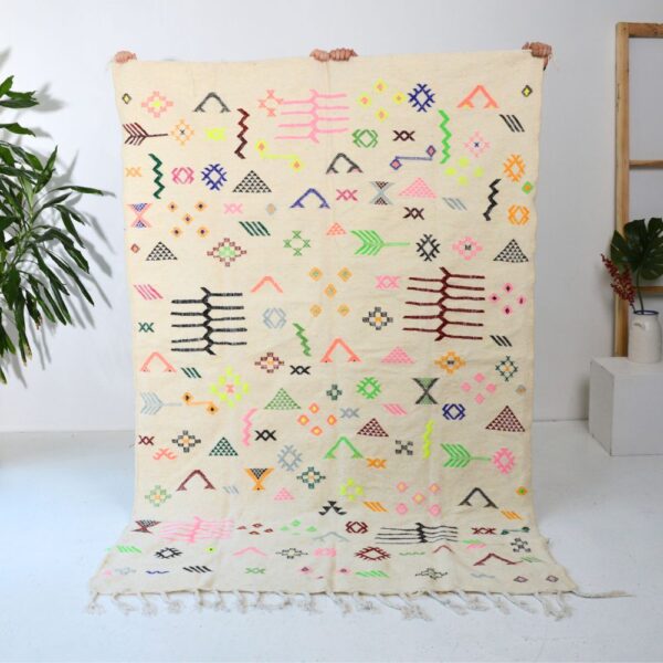 Handmade Moroccan Colorful Woolen Rug