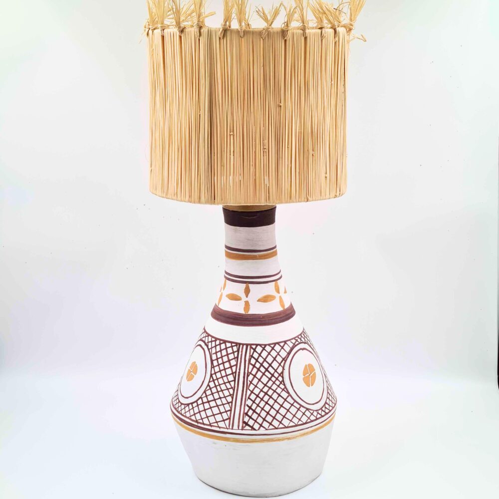 Handmade Clay Lamp with African Tribal Design